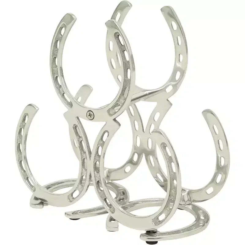 Huntley Horse Shoe 3 Bottle Wine Rack, Aluminum, Silver