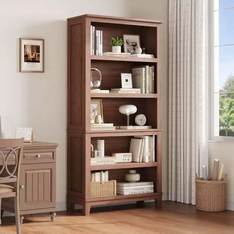 Modern 71 Inch 5-Tier Wooden Bookcase  Adjustable Bookshelves, Sturdy Floor Standing Display Shelf for Small Spaces, Apartment, Office, Bedroom