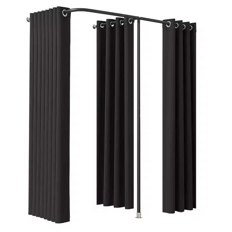 VEVOR Fitting Room, Portable Changing Room with Thick Polyester Curtains, Double Dressing Rooms with Partition Curtains, 79 x 39 x 79 in, Black