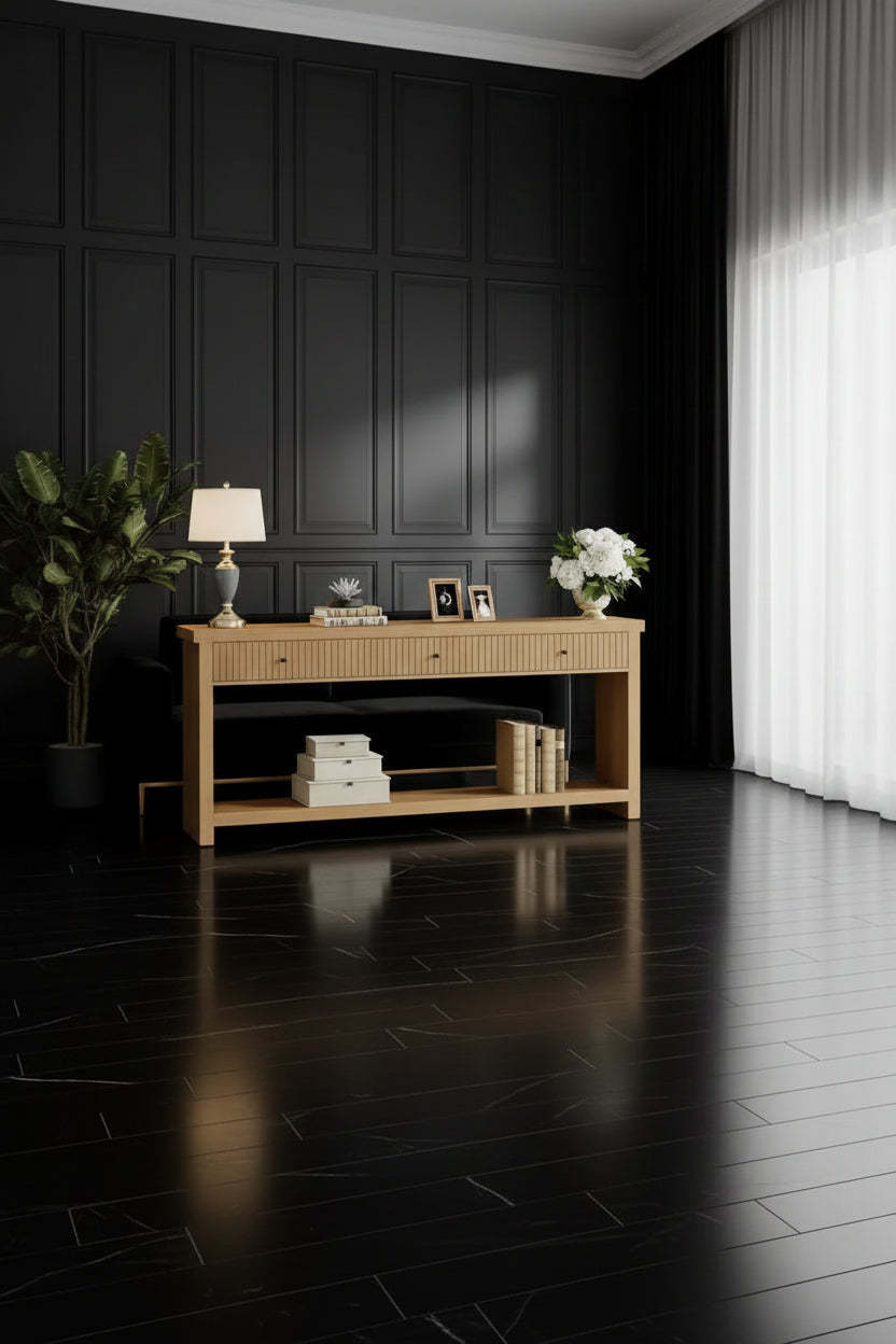 Console Table, Long Wooden Sofa Table with 3 Drawers