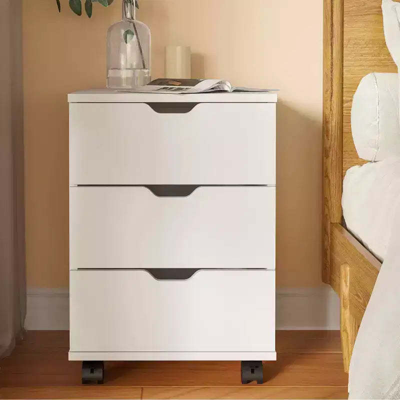 MAYEERTY 3 Drawers Vertical Filing Cabinet with Rolling Wood Mobile File Cabinets for Living Room White