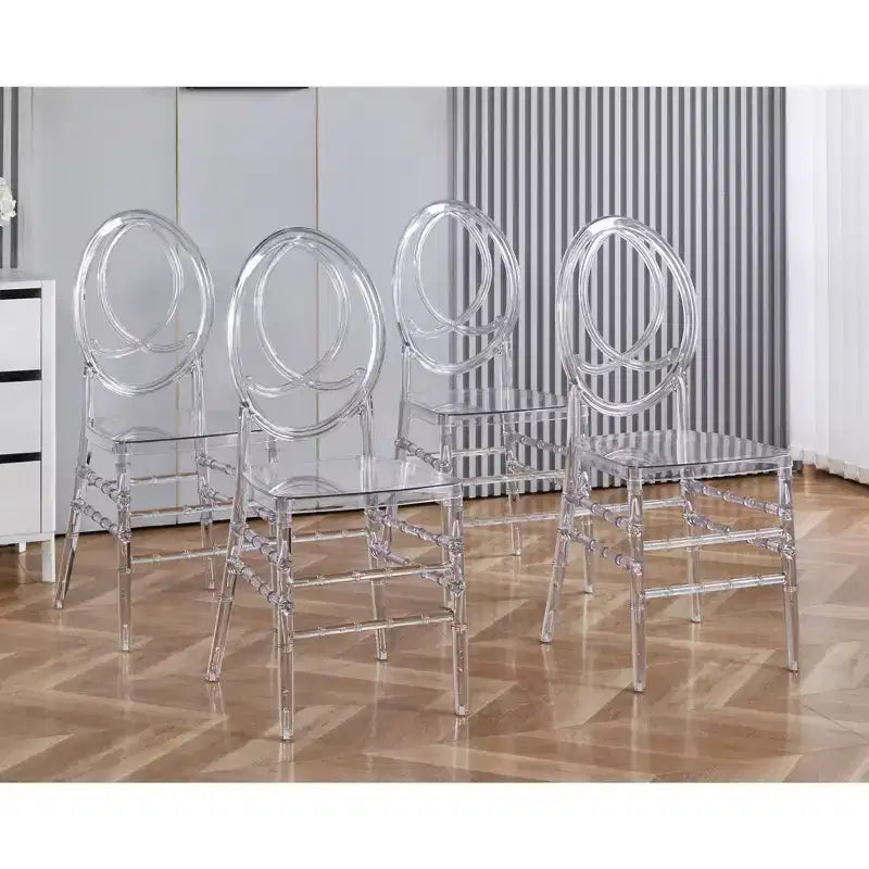Set of 4 Wedding or Dining Chairs with Plastic Seats, Durable and Easy to Assemble