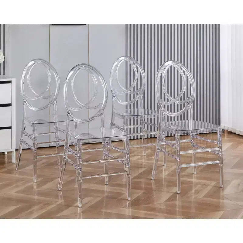 Set of 4 Wedding or Dining Chairs with Plastic Seats, Durable and Easy to Assemble