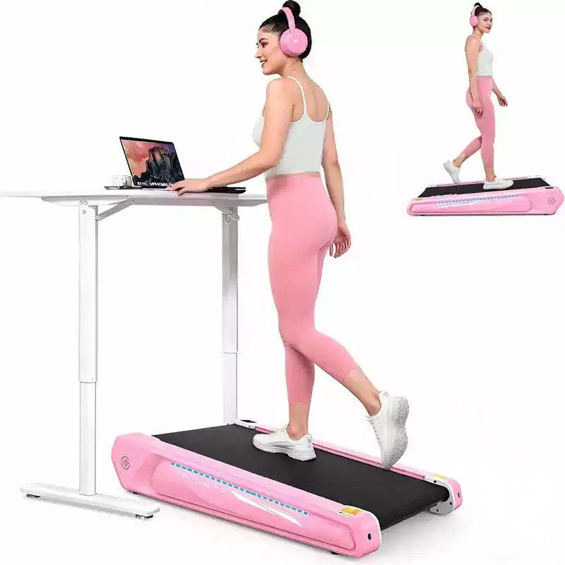 KRISRATE Walking Pad, 2 in 1 Under Desk Treadmill for Home Office, 2.5 HP Mini Compact Walking Treadmill, Installation-Free, Unique Lighting Design