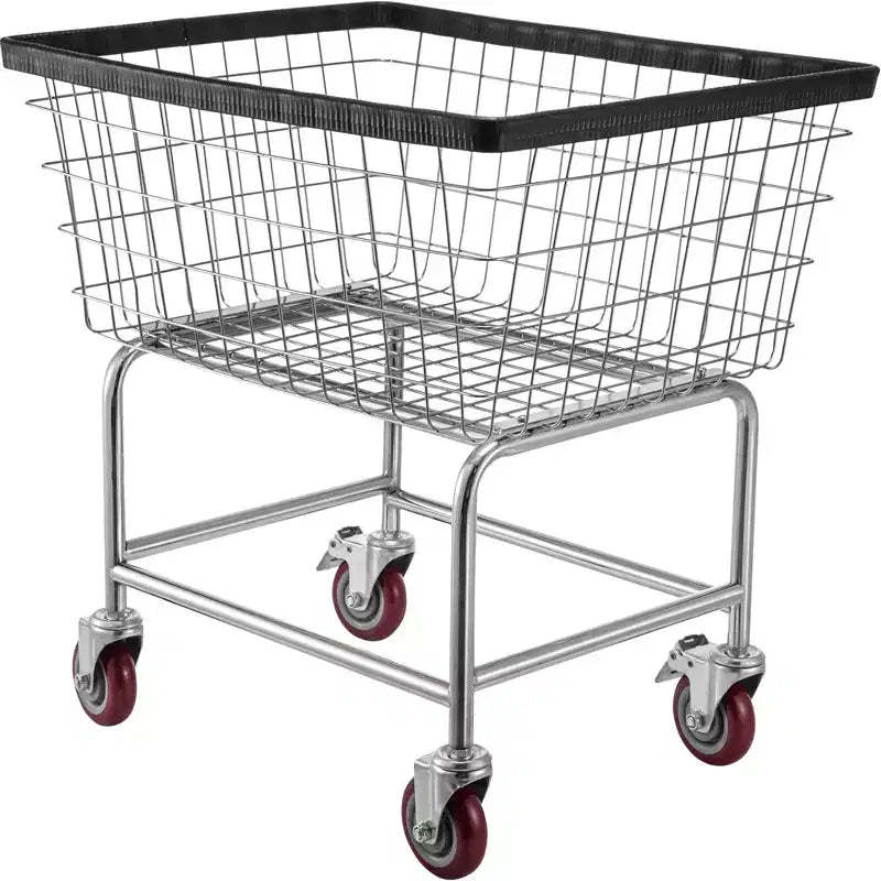 VEVOR Wire Laundry Cart,2.8Bushel Wire Laundry Basket with Wheels,26.7''x21.7''x26.4''Commercial Wire Laundry Basket Cart,SteelFrame,4Casters,Silver