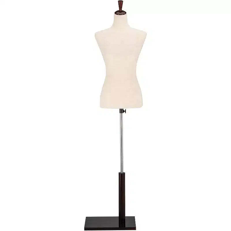 VINGLI Female Dress Form, Mannequin Torso Body with Adjustable Wood Stand for Dress Display Clothes Design, Pinnable Manikin