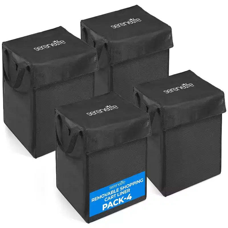 SereneLife 4-Piece Waterproof and Tear-Resistant Shopping Cart Liner - Black