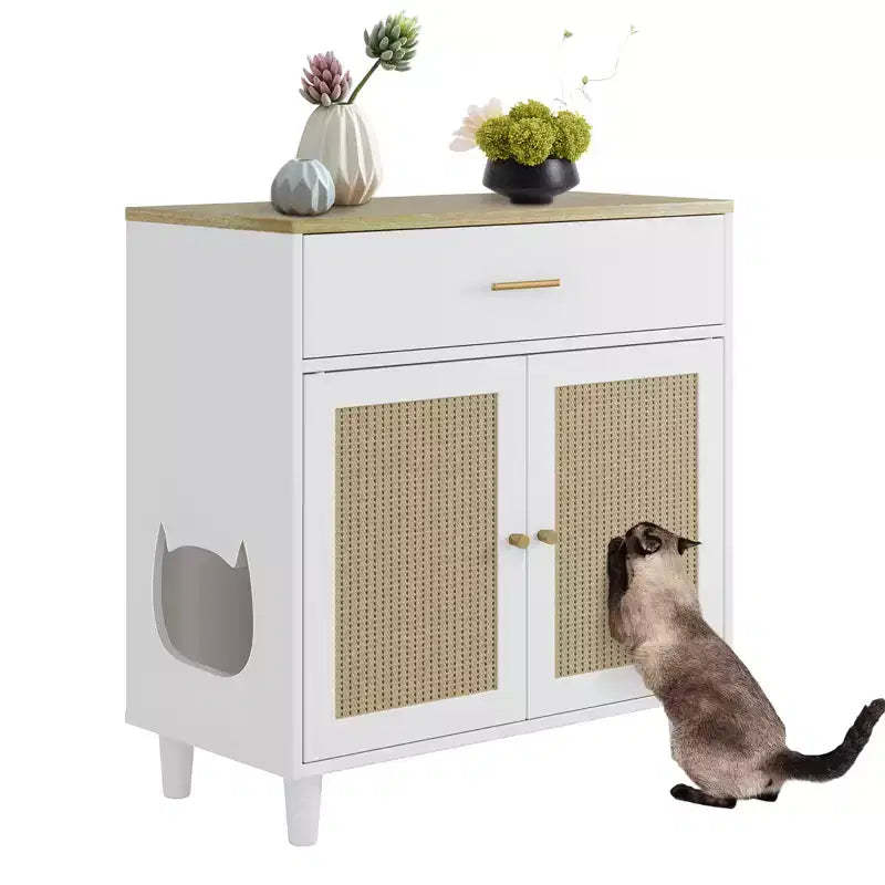 Acekool Hidden Cat Litter Box Cabinet, Dog-Proof, Modern Cat Furniture with Storage for Home