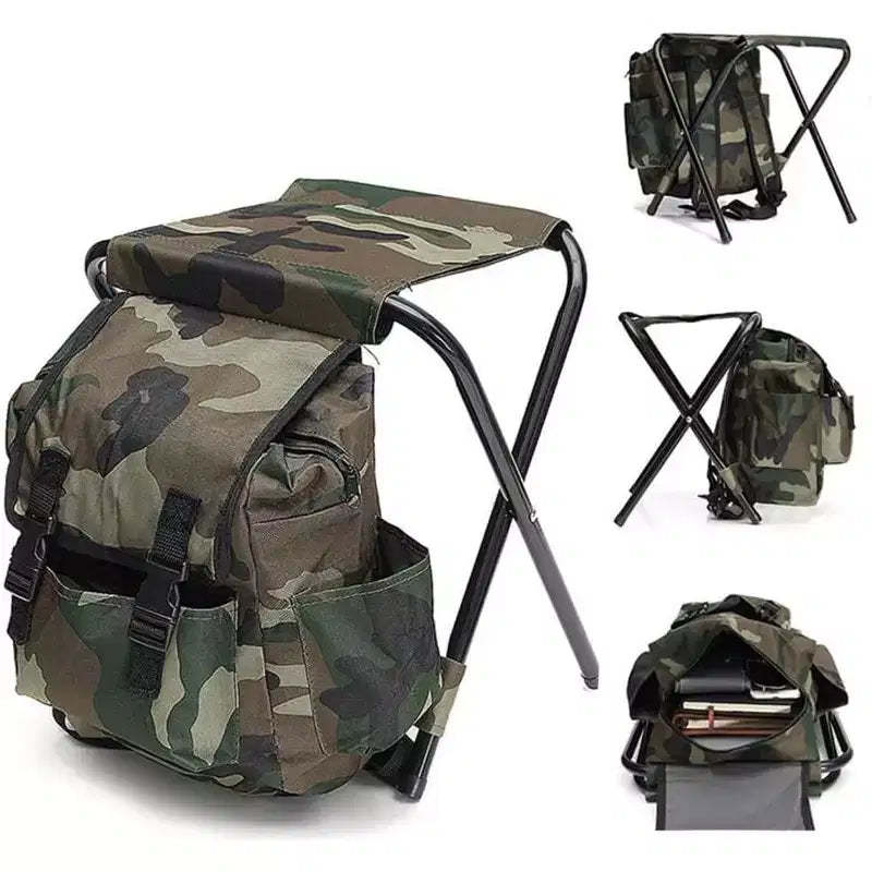 Portable Foldable Backpack Chair for Mountaineering & Fishing, 100kg Max Load Oxford Fabric Stool for Camping, Hiking & Travel
