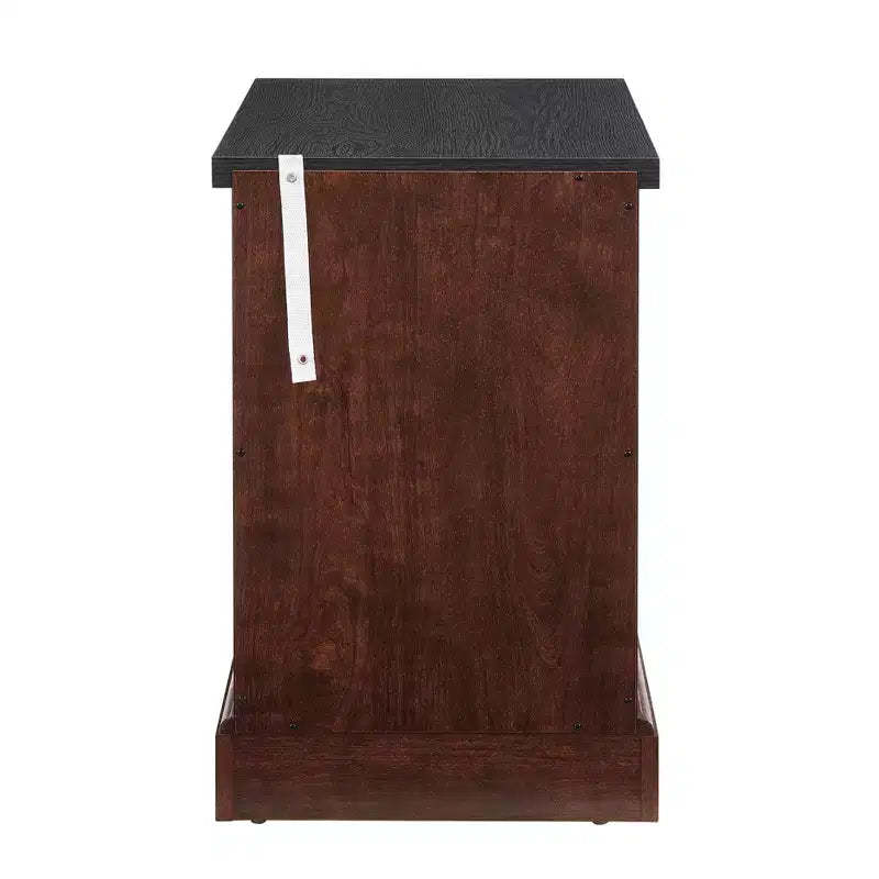 Farmhouse End Table with Barn Door, Adjustable Storage Shelf, and Metal Accents for Living Room or Bedroom