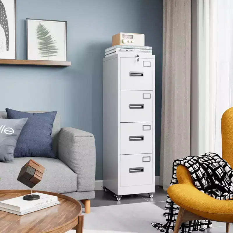 CuisinSmart 4 Drawer Metal File Cabinet with Independent Locks, Heavy Duty Steel Vertical Filing Cabinet, Locking Drawers for Home Office School