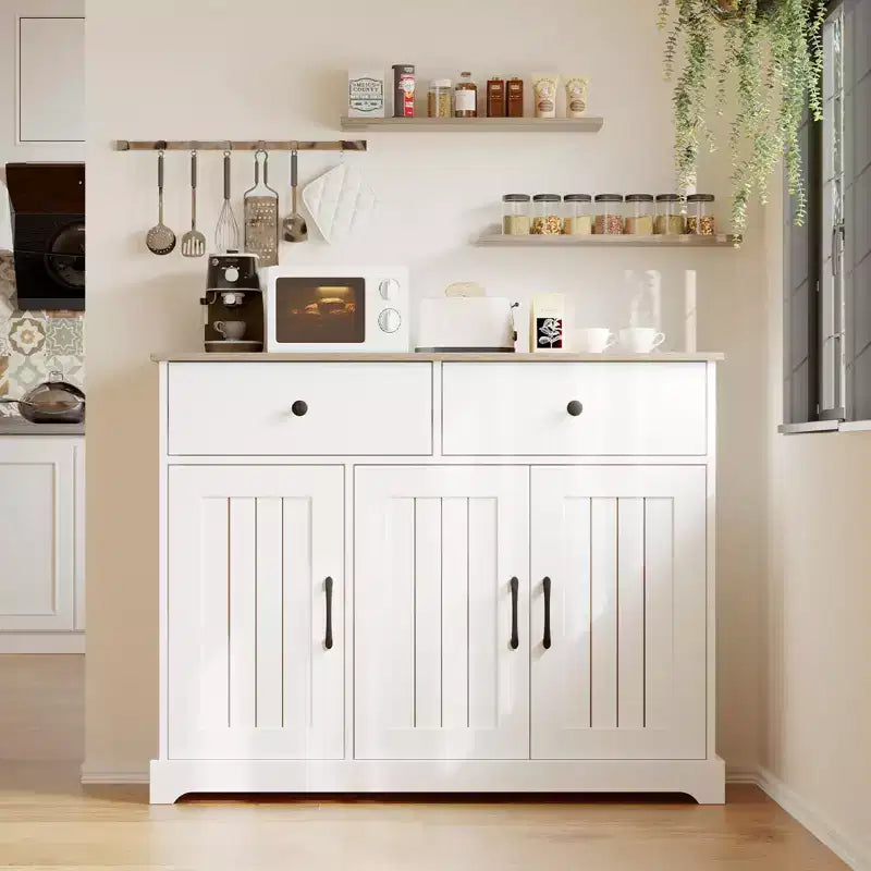 CuisinSmart Kitchen Storage Cabinet, 42 Sideboard Buffet Cabinet with Drawers, Modern Farmhouse Coffee Bar Station, for Living Dining Room