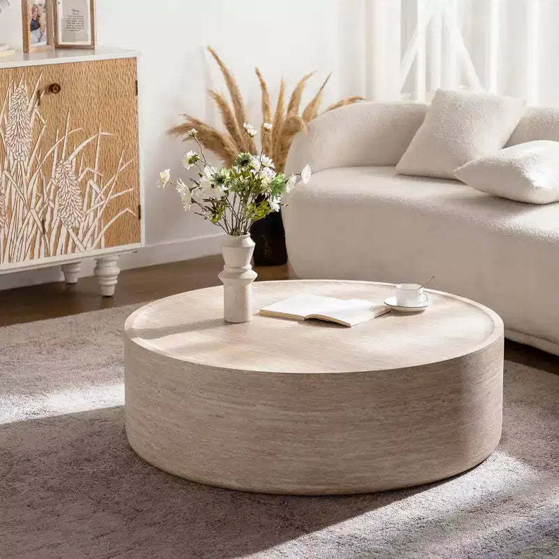 39.37 inch Round Coffee Table with Mars Pattern for Modern Living Rooms
