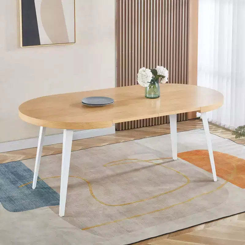 Extendable Dining Table with Metal Leg and MDF Top, 100/140/180x100x75cm, Oak Finish, for Multiple Uses