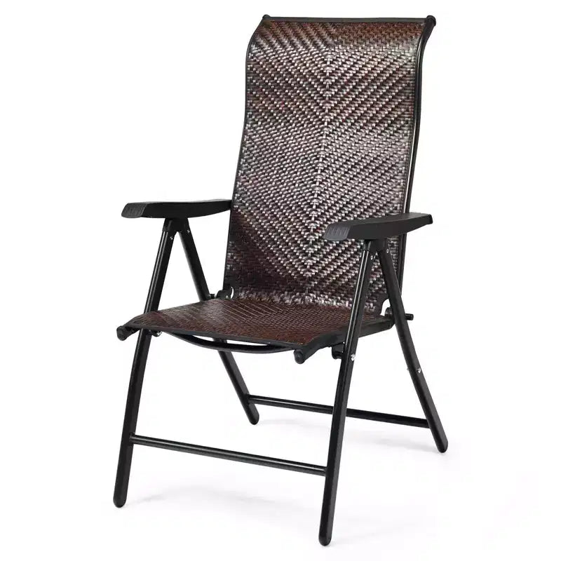 Gymax 1PC/2PC Outdoor Rattan Folding Recliner Chair with Adjustable Backrest and Armrests Portable for Camping and Patio Use
