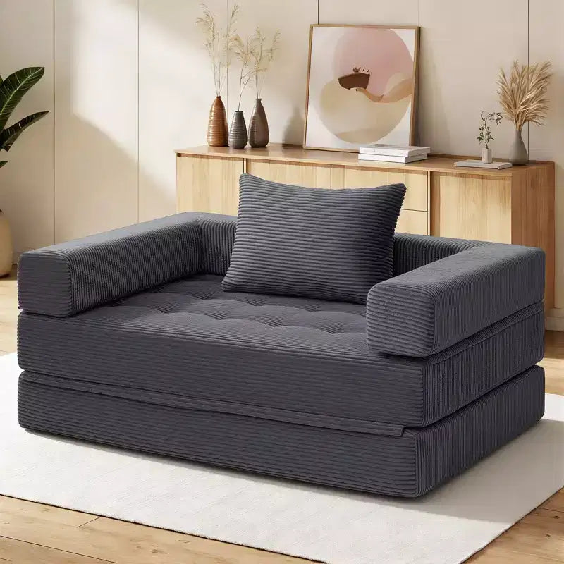 WARMOUNTS Foldable Sofa Bed with Adjustable Backrest & Armrest, Convertible Full Size Sleeper Sofa for Living Room & Office