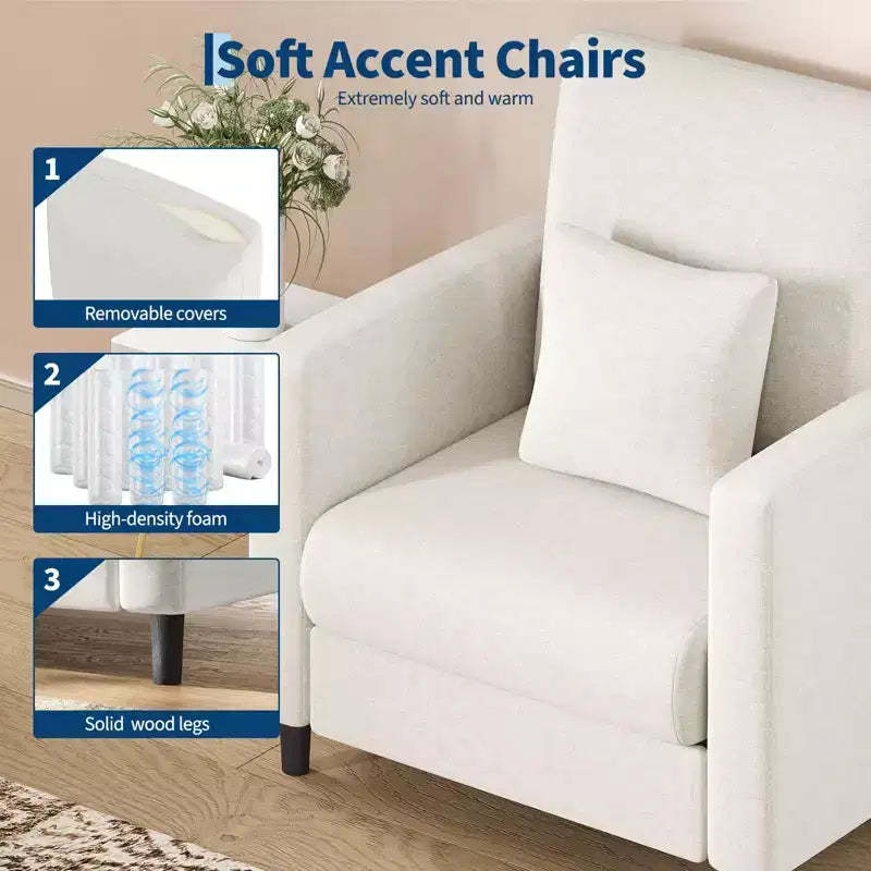 Lounge Sofa  A modern single upholstered chair suitable for living room or bedroom, featuring a mid-century wooden frame, comfortable and compact.