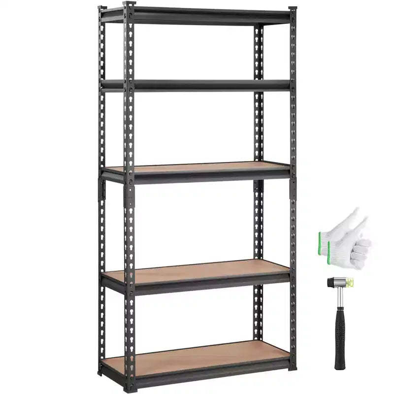 VEVOR Storage Shelving Unit, 5-Tier Adjustable, 2000 lbs Capacity, Heavy Duty Garage Shelves Metal Organizer Utility Rack, Black,30L x 12W x 60H