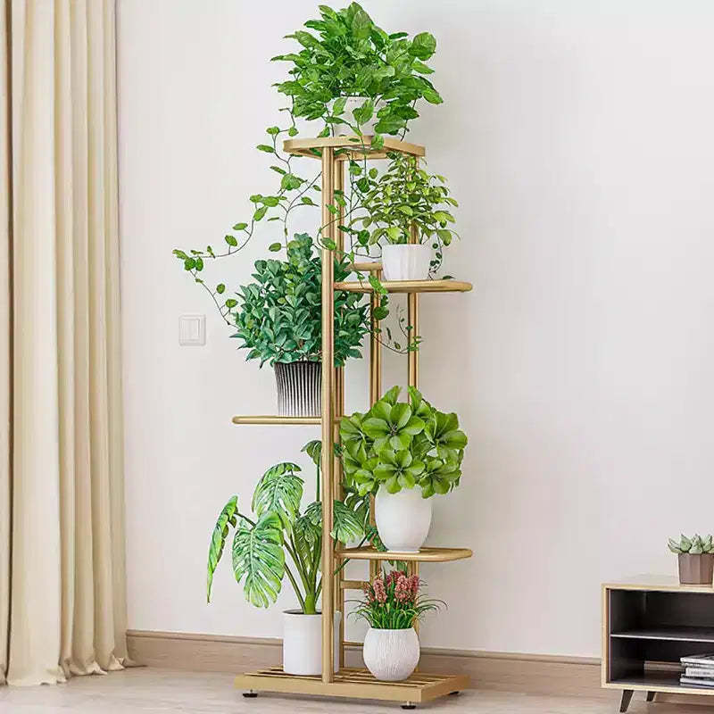 5-Tier Metal Plant Stand Rack, Multi-Shelf Flower Pot Holder, Heavy Duty Corner Display for Indoor/Outdoor, Living Room, Balcony, Garden, Patio