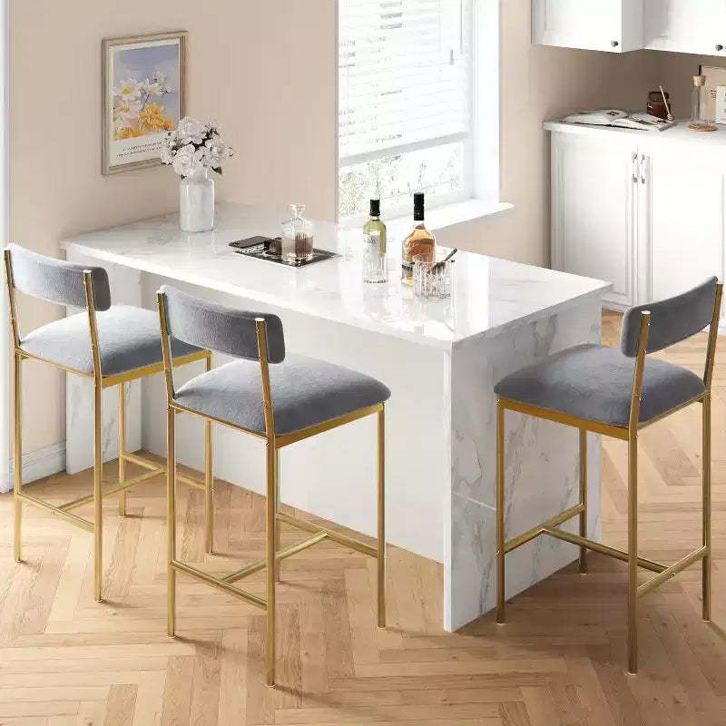 Acekool 25 5 Counter Height Bar Stools Set of 4 Upholstered Kitchen Chairs and Footrest for Island