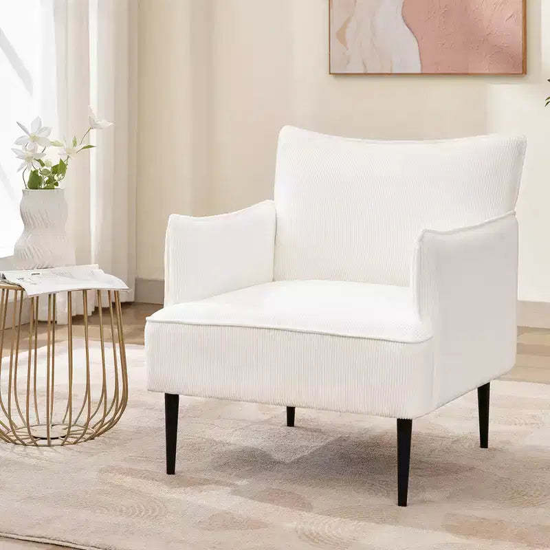 Accent Chair, Modern Corduroy Fabric Armchair with Soft Padded Armrest, 300 Lbs Capacity Sofa Chair with Tapered Metal Legs for Living Room, Bedroom
