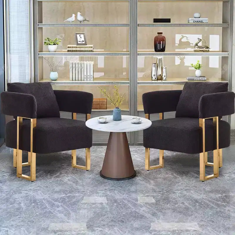 Set of 2 Modern Upholstered Accent Chairs with Gold Metal Legs for Living Room, Bedroom, or Office