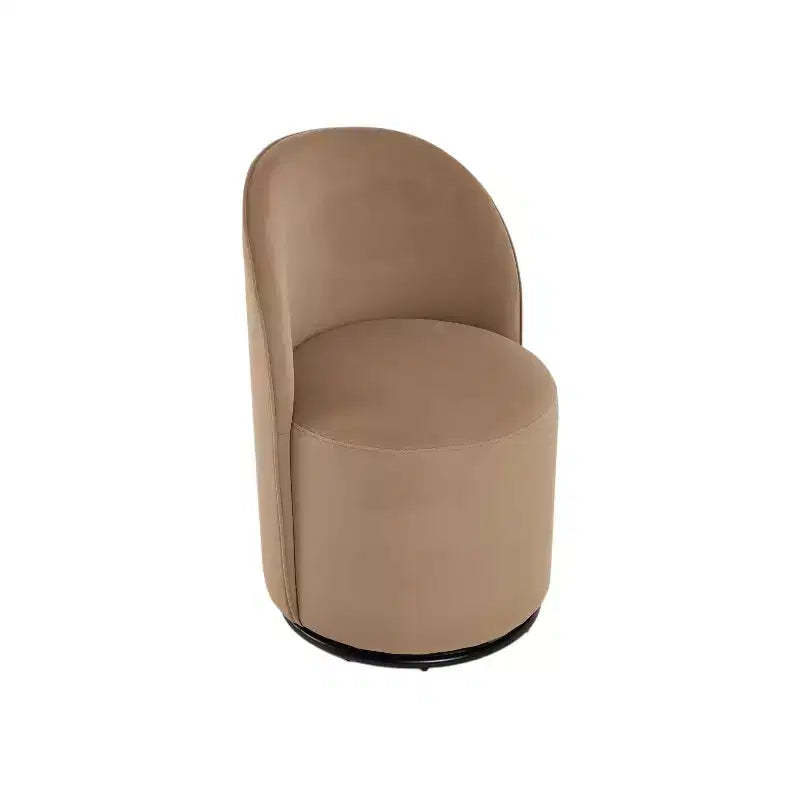 HomeRoots Brown and Black Velvet Curved Back Swivel Dining Arm Chair