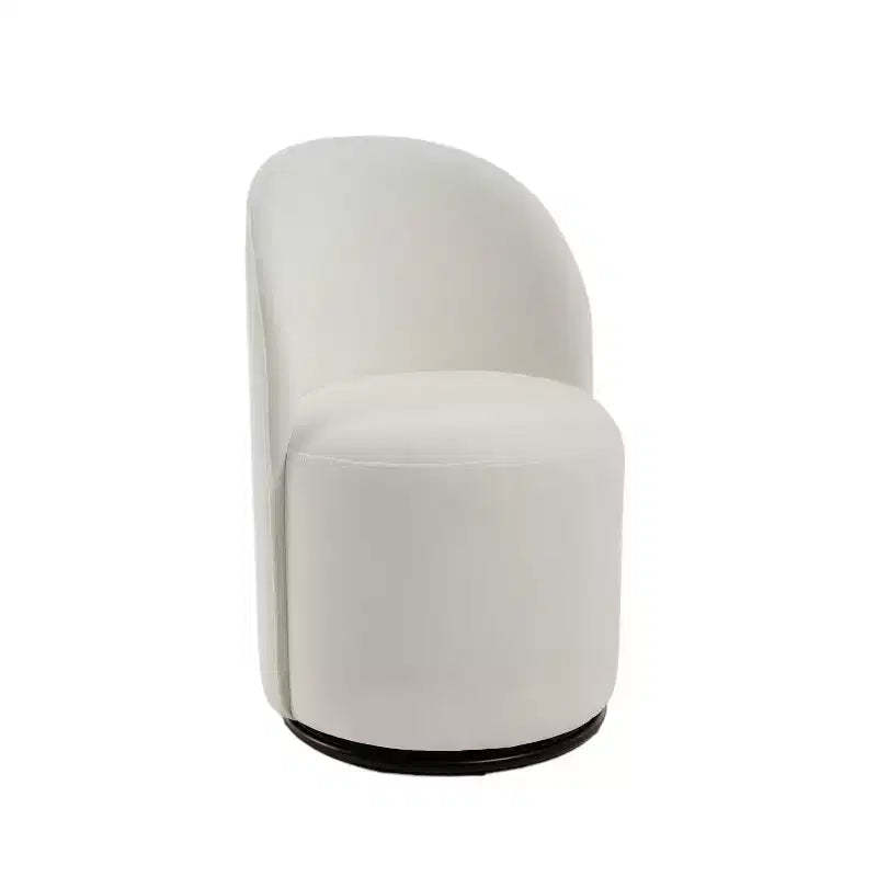 HomeRoots Cream and Black Velvet Curved Back Swivel Dining Arm Chair