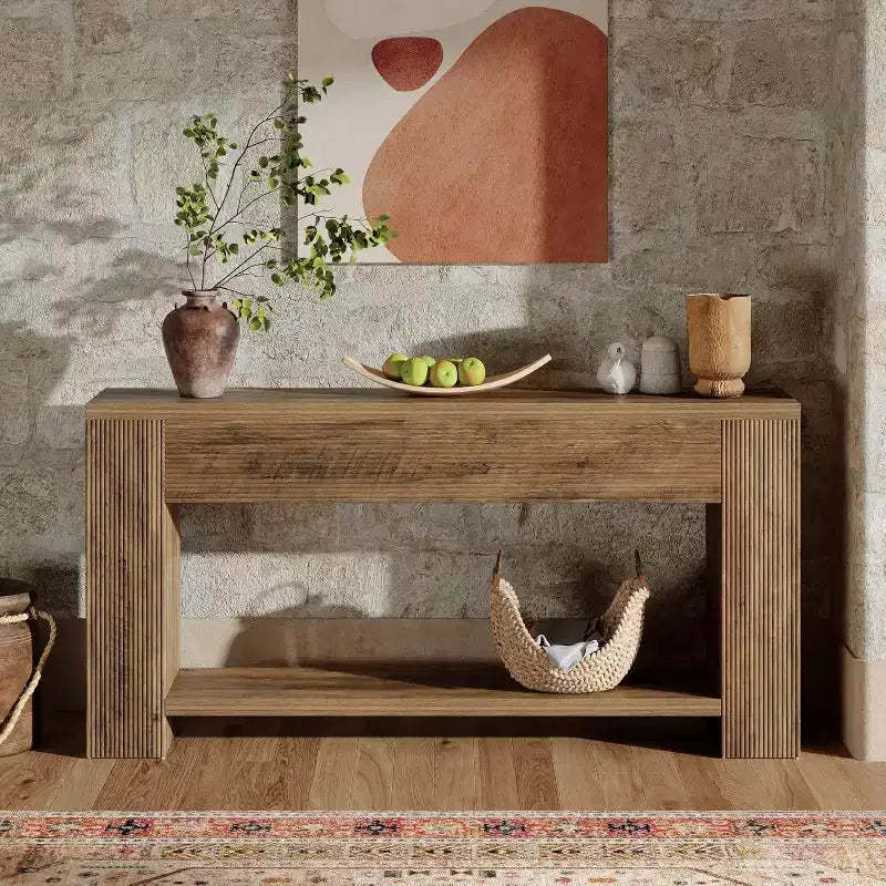 Lantine 70.9-Inch Console Table for Entryway, Narrow Wooden Sofa Table Behind Couch for Living Room, Entrance, Rustic Brown