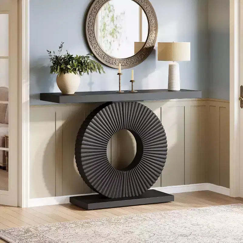 Lantine 39-Inch Modern Entryway Console Table, Wooden Narrow Sofa Table Behind Couch for Living Room, Entrance, Hallway, Black