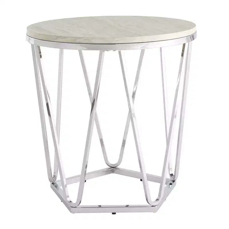 HomeRoots 23 Silver Manufactured Wood And Iron Round End Table