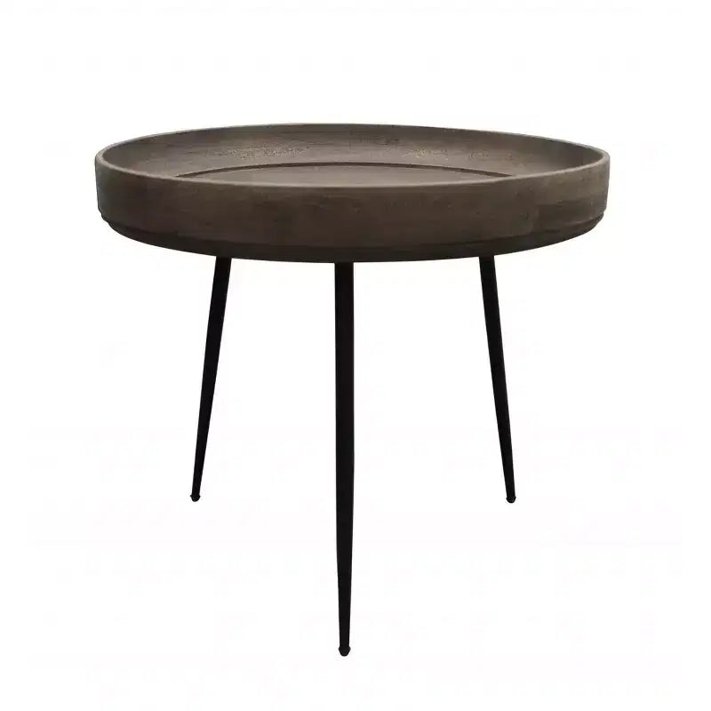 HomeRoots 18 Black And Gray Solid Wood And Iron Round End Table