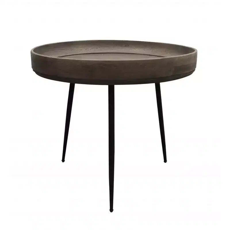 HomeRoots 18 Black And Gray Solid Wood And Iron Round End Table