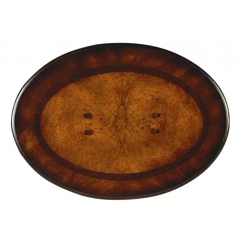 HomeRoots 26 Dark Brown And Cherry Manufactured Wood Oval End Table With Two Drawers
