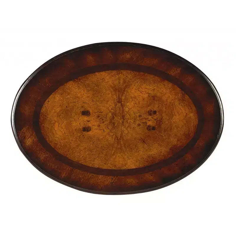 HomeRoots 26 Dark Brown And Cherry Manufactured Wood Oval End Table With Two Drawers