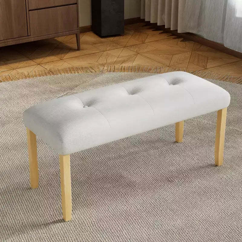 39.75 Upholstered Tufted Bench with Rubber Wood Legs for Multiple Room Use