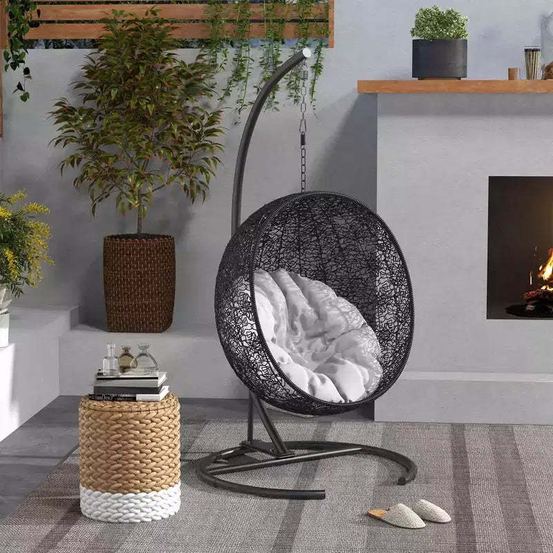 Hanging Hammock Chair Stand with Round Base, 40.2 x 76.8, Black