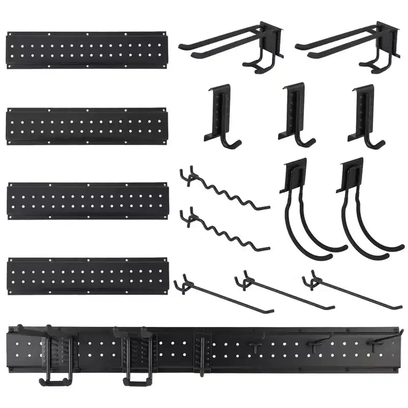 Heavy Duty 66 Garage Tool Organizer Wall Mount - Adjustable Storage Rack with 12 Metal Hooks - Ideal for Garage, Basement, Yard, Storage unit