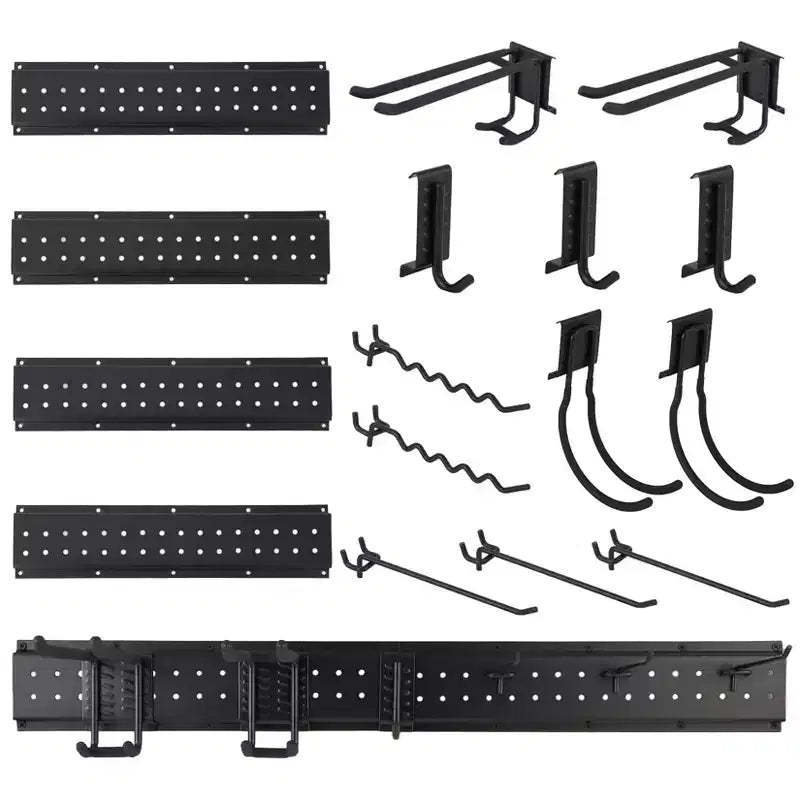 Heavy Duty 66 Garage Tool Organizer Wall Mount - Adjustable Storage Rack with 12 Metal Hooks - Ideal for Garage, Basement, Yard, Storage unit
