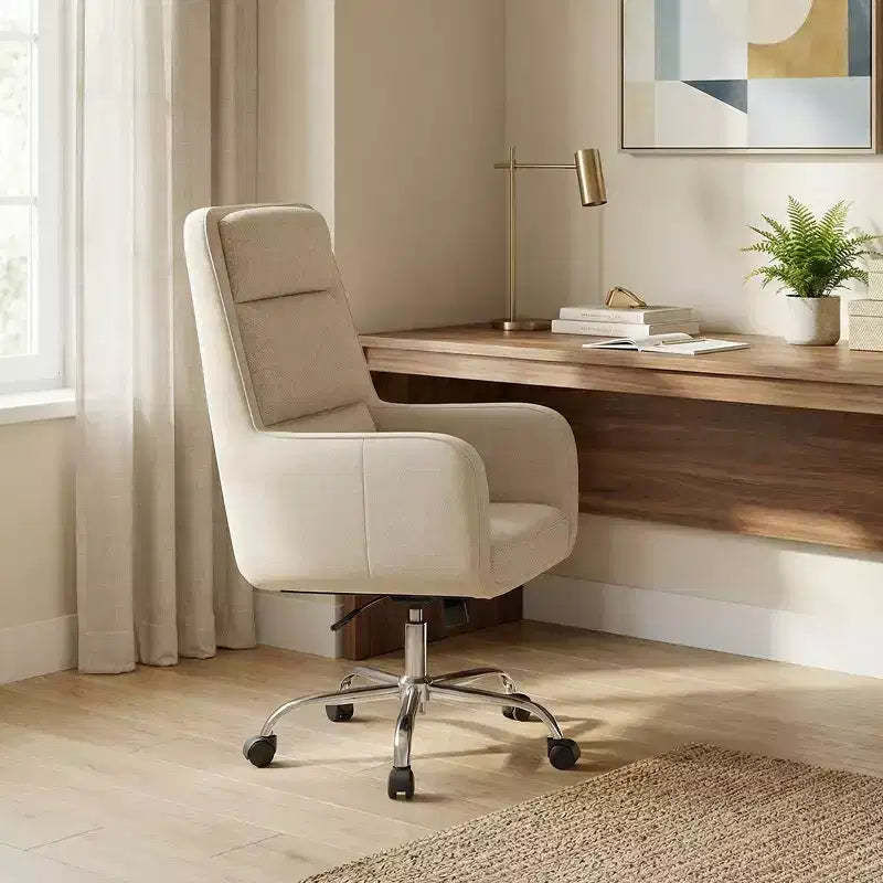 Adjustable Office Chair with 360 Swivel, Premium Chenille Upholstery, Spring-Foam Cushion, and Quiet Rollerblade Casters
