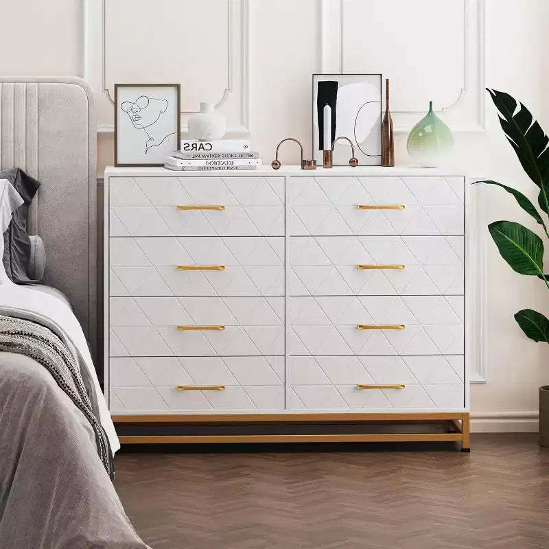 Acekool 8 Drawer Tall Dresser for Bedroom and Closet with Soft Close Glides and Anti Tip Safety Chest