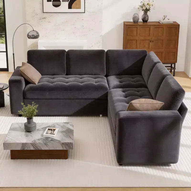 Dyonery 5-seater pull-out sofa, modular sofa, High-quality chenille, with hidden storage space