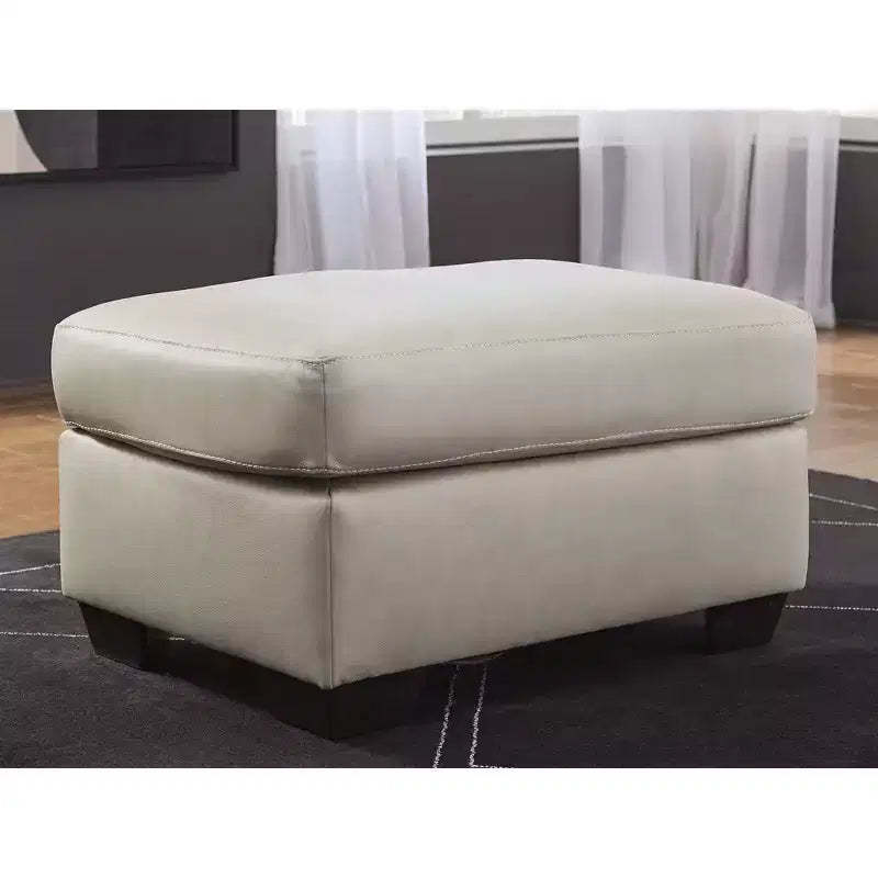 Signature Design by Ashley Santorine Ottoman, Top Grain Leather Cushion, Bone Gray