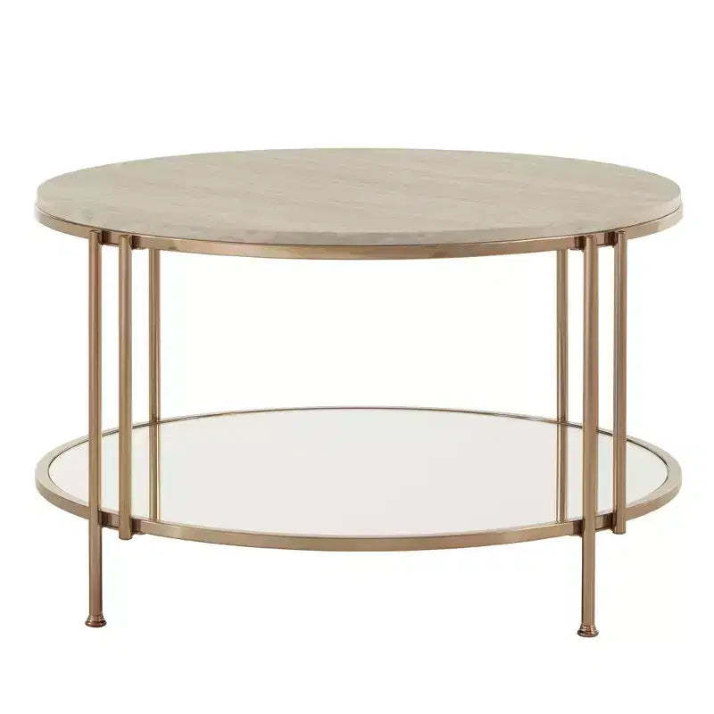 Celsus Coffee Table - Champagne Gold/White Marble - iNSPIRE Q