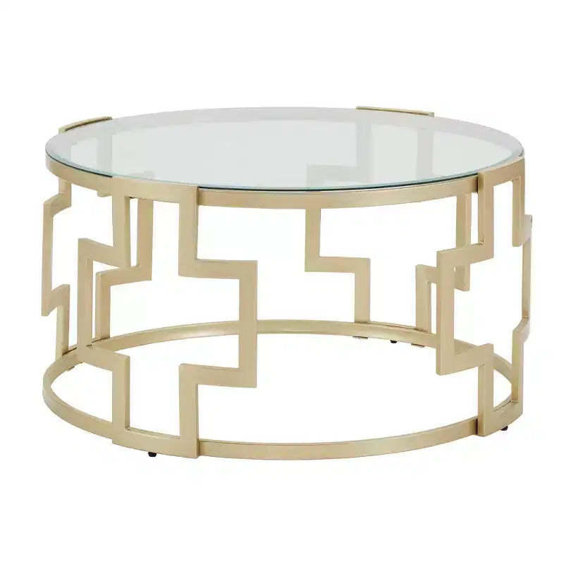 Sparkler Clear Glass Coffee Table - Matte Gold/Clear - iNSPIRE Q
