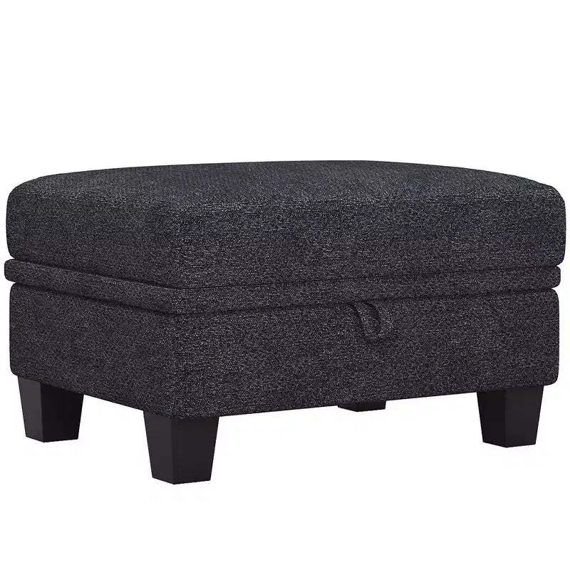 29 Gray and Black Chenille Storage Ottoman