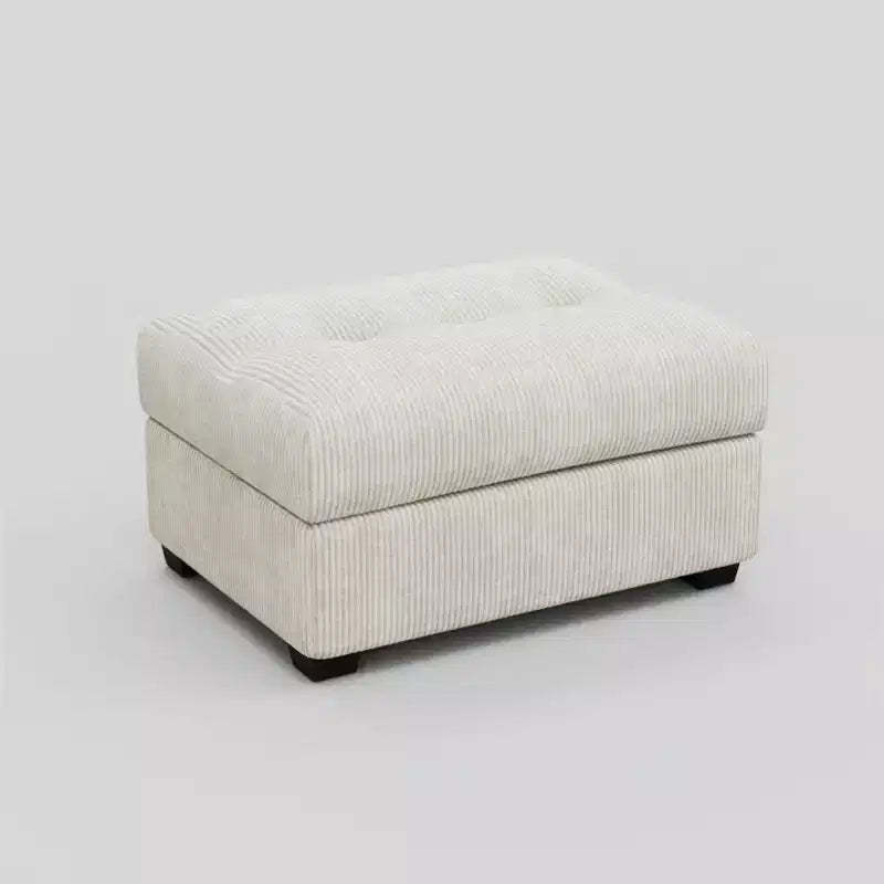HomeRoots 37 Beige and Black Corduroy Tufted Ottoman