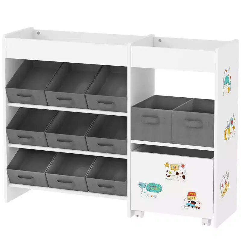 11-Bin Kids Toy Storage Organizer with Cabinet Shelf Playroom Nursery Furniture 31.5H