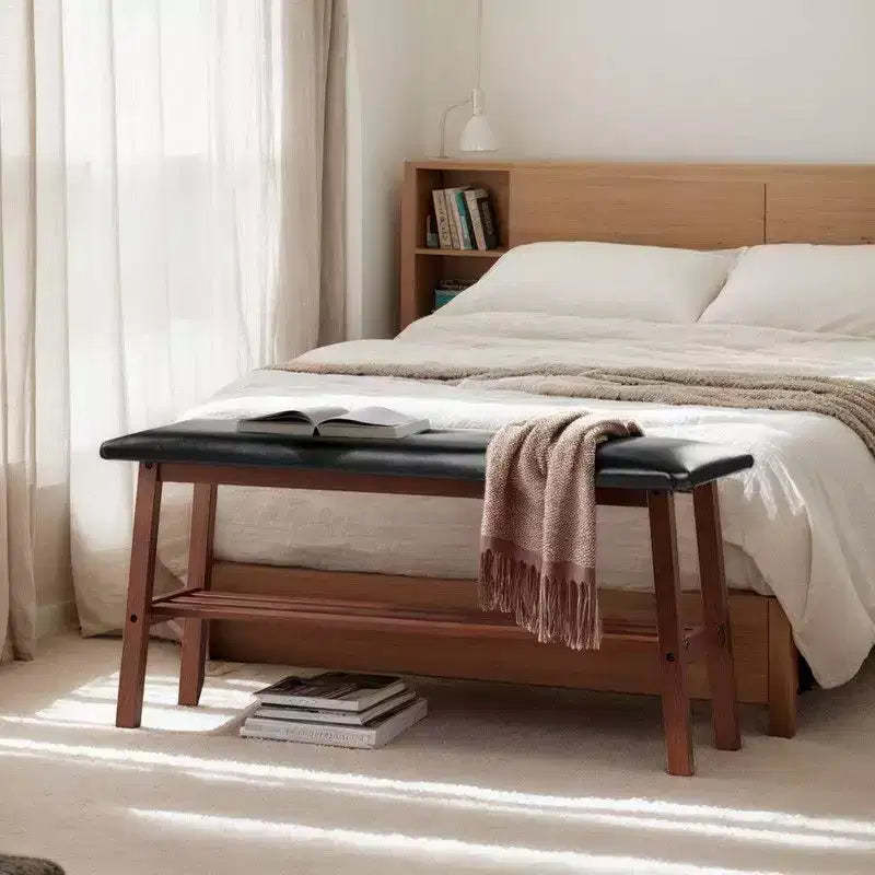 Karl Home 39.4'' Solid Wood Upholstered Bench with Seat Tufted Design