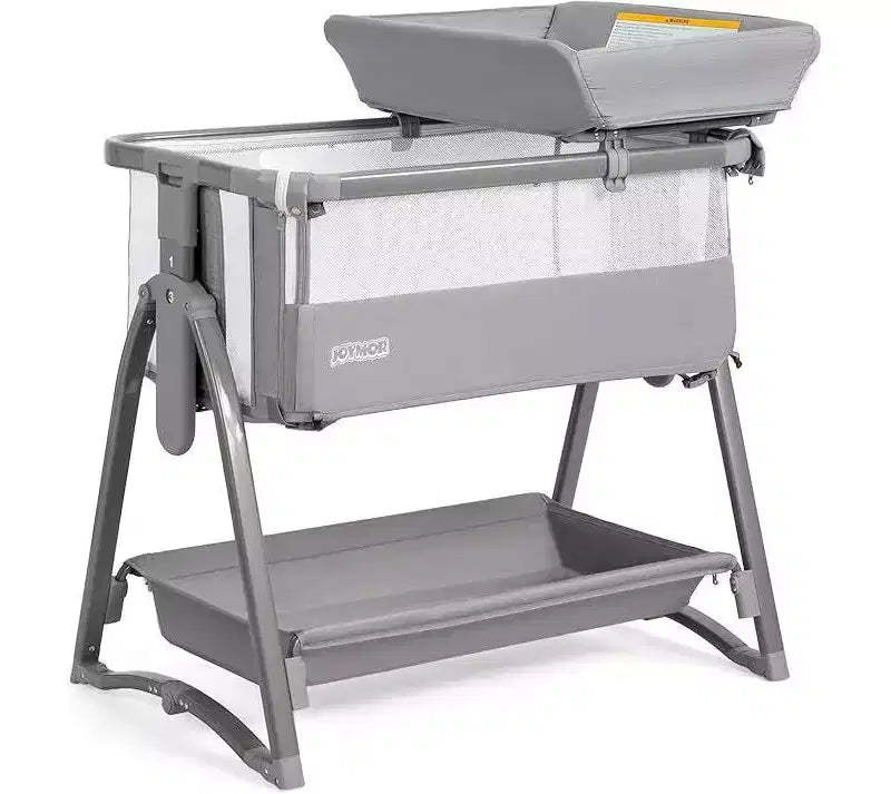 Karl Home 5 In 1 Crib Bassinet Bedside Sleeper in Gray With Changing Table